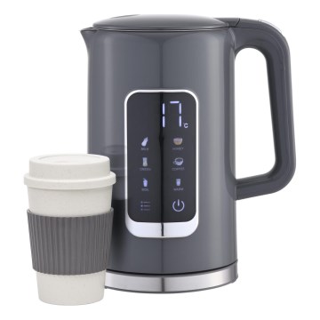 Vattenkokare med LCD display 1,7 l 2200W/230V grå + resemugg 450 ml