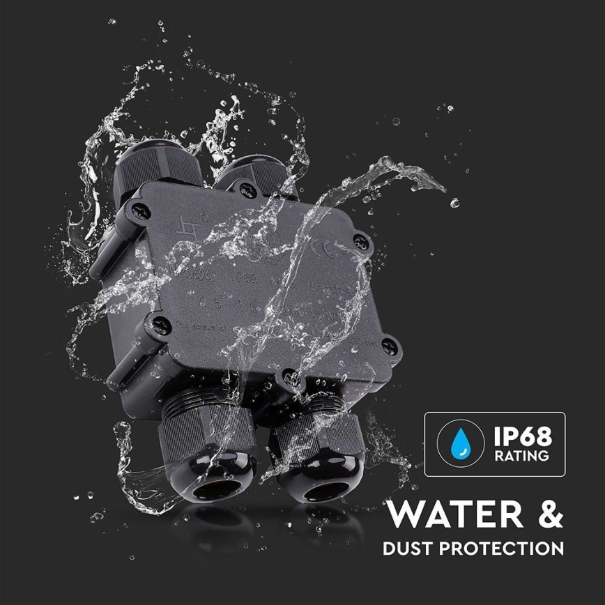 Vattentät anslutningslåda IP68 svart