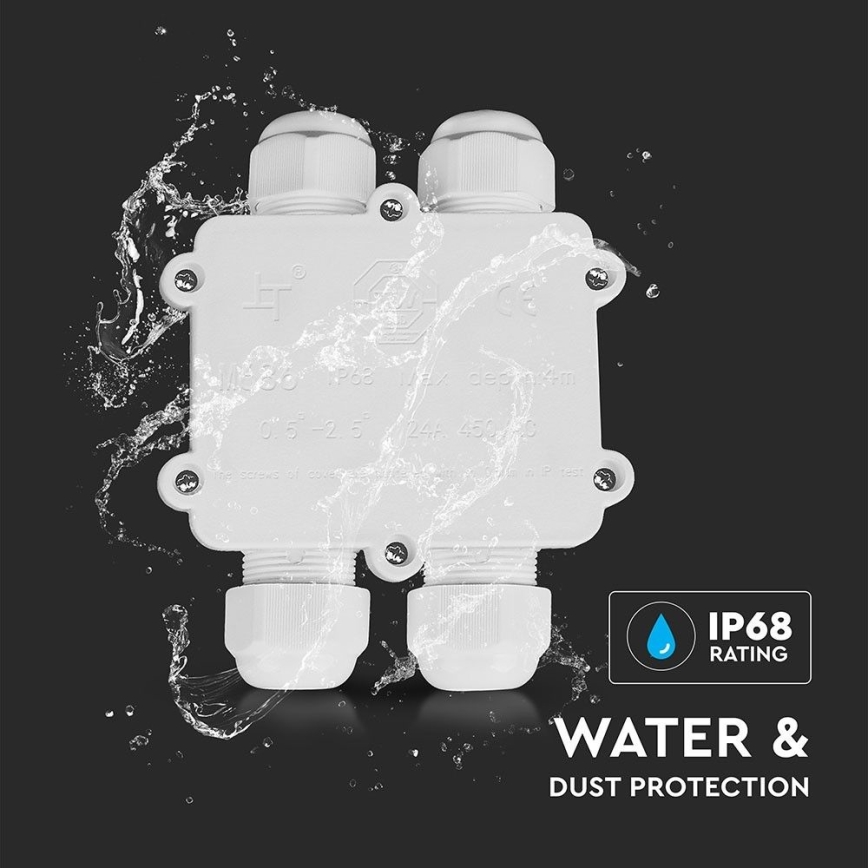 Vattentät anslutningslåda IP68 vit