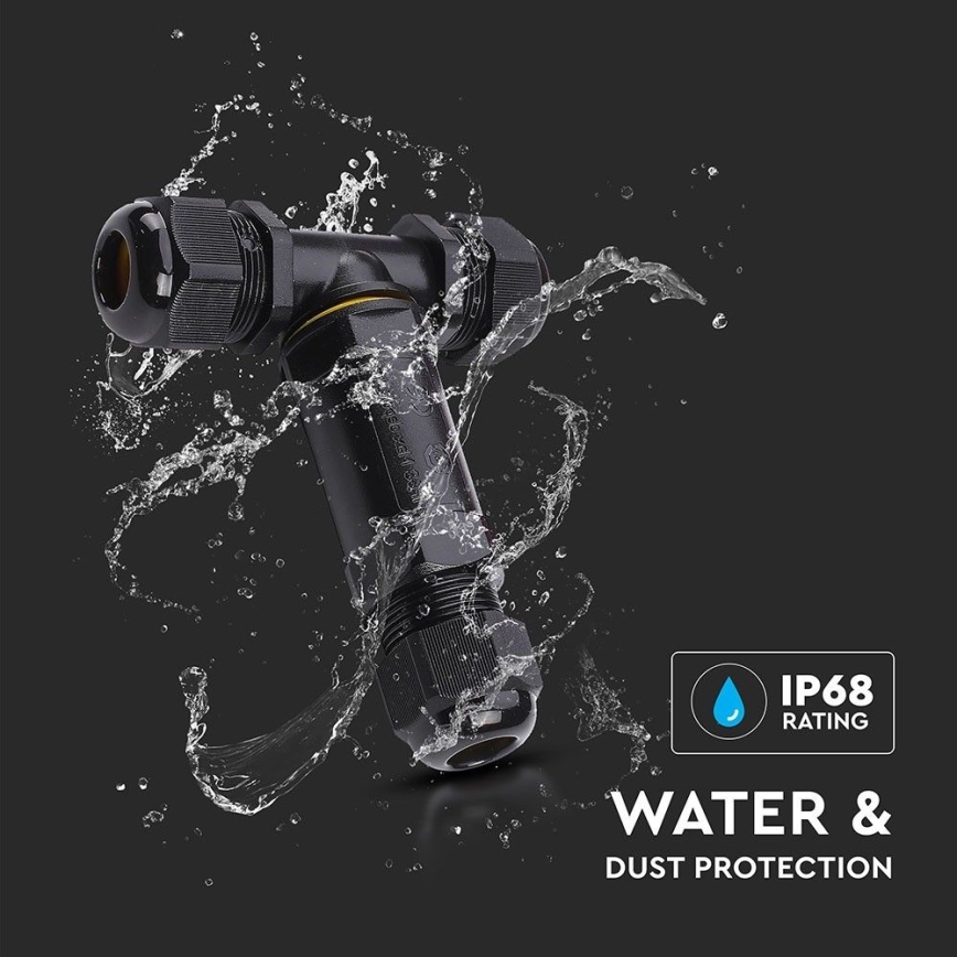 Vattentät kopplingskontakt IP68 svart