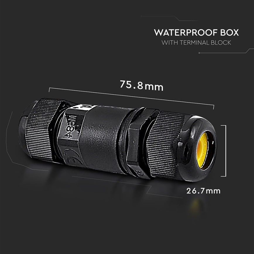 Vattentät kontakt IP68 svart