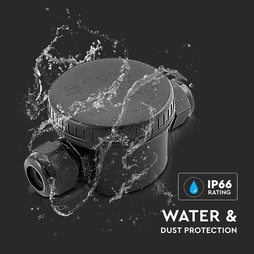 Vattentät kopplingskontakt IP66 svart