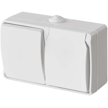 Växelströmbrytare för hem nr 6 med uttag 250V/16A IP44 vit