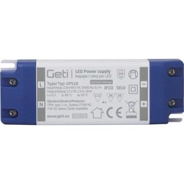 Växling av strömförsörjning för LED -remsor 18W/12V IP20