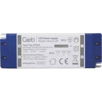 Växling av strömförsörjning för LED -remsor 60W/12V IP20