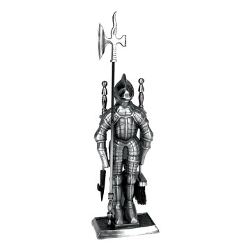 Verktyg i gjutjärn för eldstad 4 delar riddare silver