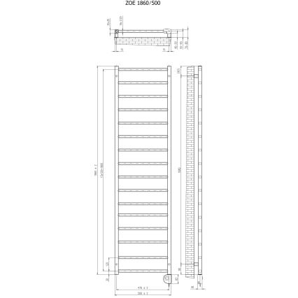 Vertaduro - Badrumsradiator med termostat ZOE 400W 186x50 cm vit