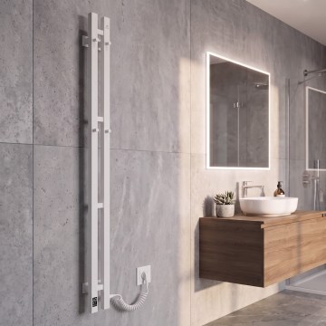 Vertaduro - Elektrisk handdukstork med termostat VEO 106W/230V 150x9 cm IP44 vit höger