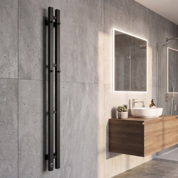 Vertaduro - Elektrisk handdukstork med termostat VEO 70W/230V 120x9 cm IP44 svart höger
