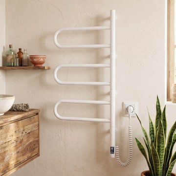 Vertaduro - Elektrisk vridbar handdukstork med termostat ELA 120W/230V 80x49 cm IP44 vit