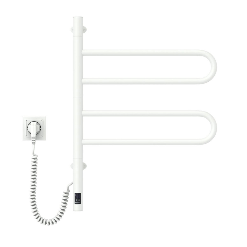 Vertaduro - Elektrisk svängbar handdukstork med termostat ELA 60W/230V 65x49 cm IP44 vit