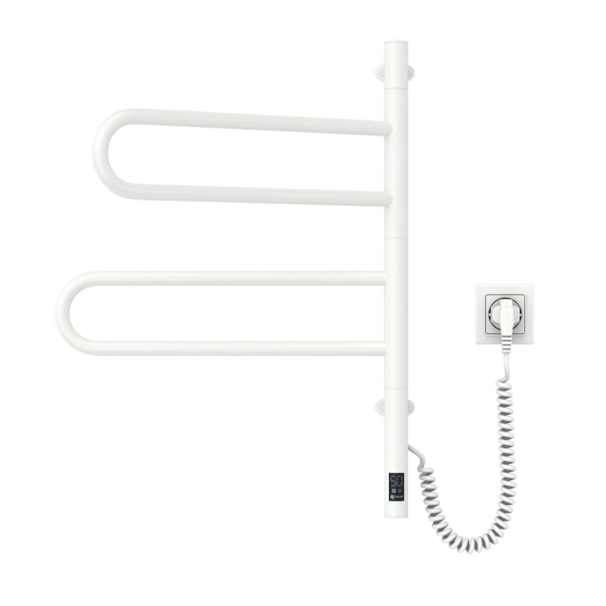 Vertaduro - Elektrisk svängbar handdukstork med termostat ELA 60W/230V 65x49 cm IP44 vit