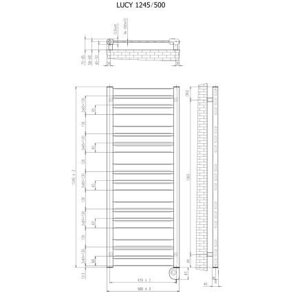 Vertaduro - Handdukstork LUCY med termostat, 600 W, 125 x 50 cm, antracit