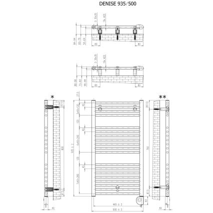 Vertaduro - Handdukstork med termostat DENISE 400W 94x50 cm svart