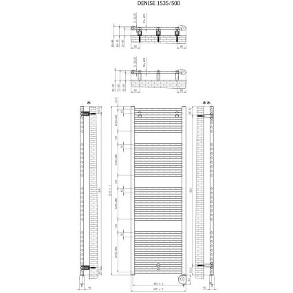 Vertaduro - Handdukstork med termostat DENISE 600W 154x50 cm vit