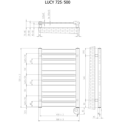 Vertaduro - Handdukstork med termostat LUCY 400W 73x50 cm svart