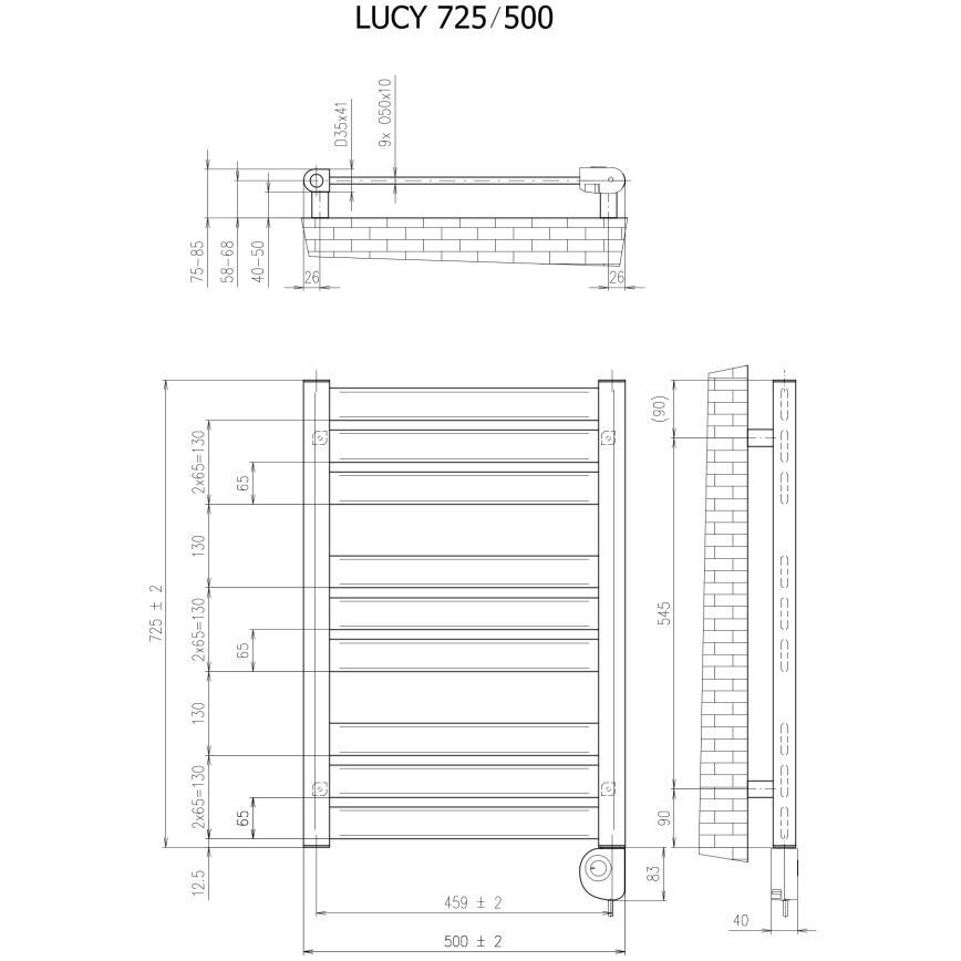Vertaduro - Handdukstork med termostat LUCY 400W 73x50 cm svart