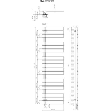 Vertaduro - Handdukstork med termostat ZIVA 800W 177x50 cm taupe