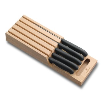 Victorinox - 6-delars set med köksknivar och knivblock i bok/beige