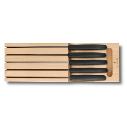 Victorinox - 6-delars set med köksknivar och knivblock i bok/beige
