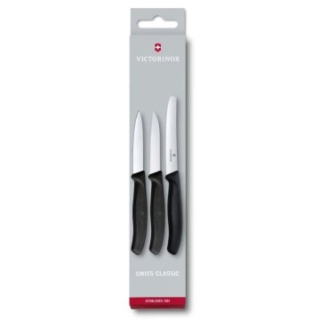 Victorinox - Set med 3 köksknivar för grönsaker, svart