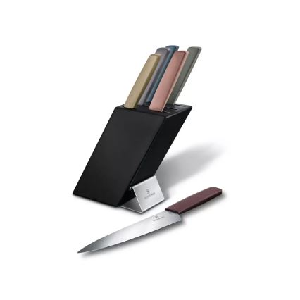 Victorinox - Set med köksknivar i knivblock SWISS MODERN 7-delar bok/flerfärgad