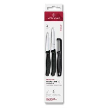 Victorinox - Set med köksknivar och potatisskalare SWISS CLASSIC, 3 delar, svart