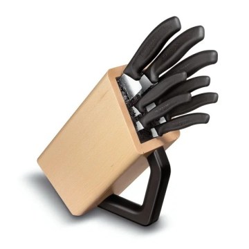 Victorinox - SWISS CLASSIC 9-delars köksknivset i knivblock, bok/beige