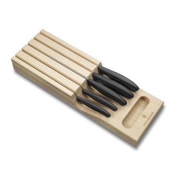 Victorinox - SWISS CLASSIC köksknivset med knivorganiserare, 6 delar, bokträ/beige
