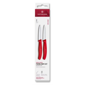 Victorinox - SWISS CLASSIC set med 2 grönsaksknivar, 8 cm, röd