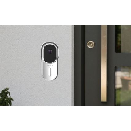 Videodörrklocka med rörelsesensor, Full HD 1080p, 5200 mAh batteri, IP65, Wi-Fi, Tuya-kompatibel, vit