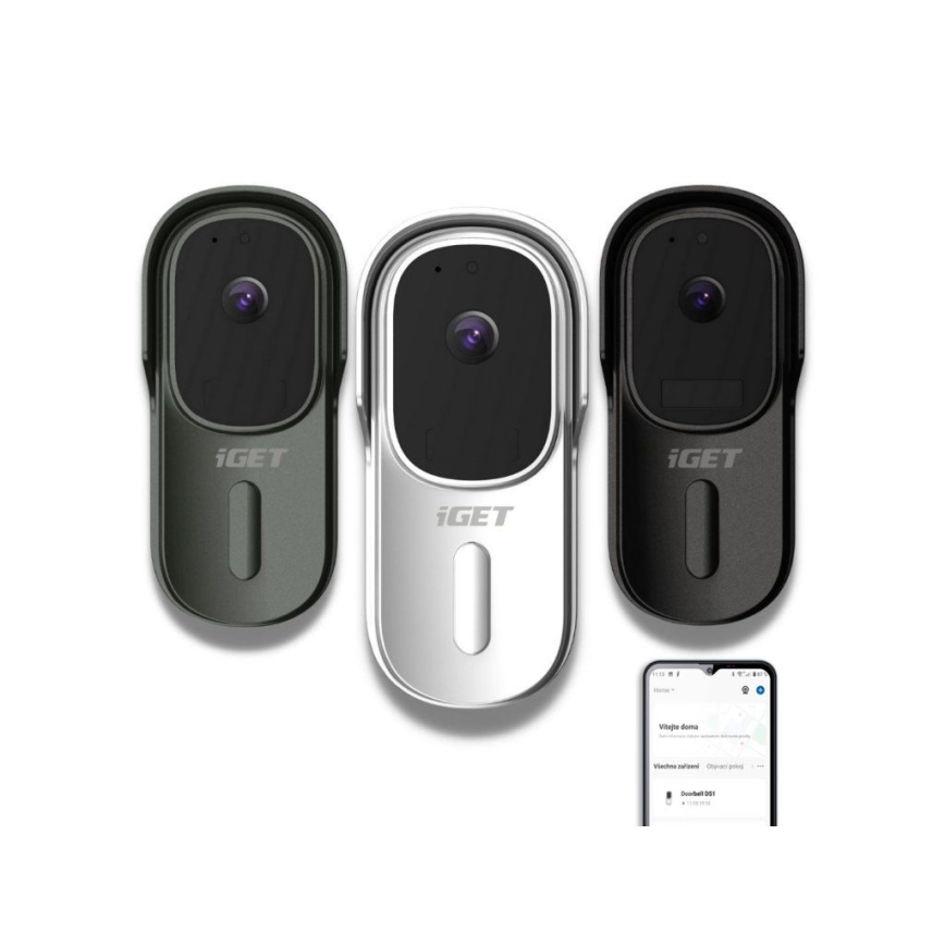 Videodörrklocka med rörelsesensor, Full HD 1080p, 5200 mAh batteri, IP65, Wi-Fi, Tuya-kompatibel, vit