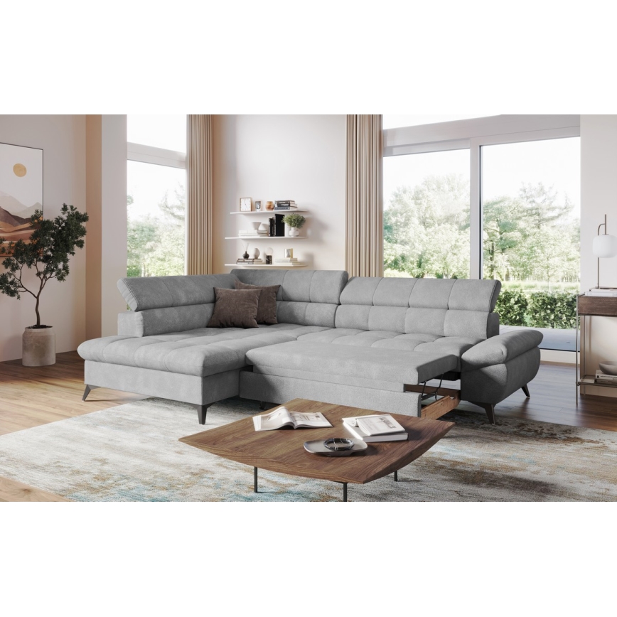 Utdragbar hörnsoffa i L-form MARANO vänster grå