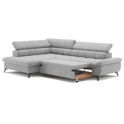 Utdragbar hörnsoffa i L-form MARANO vänster grå