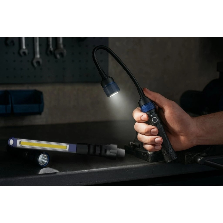 Viking - 3 i 1 dimbar uppladdningsbar LED-ficklampa LED/5V IPX4 380 lm 2200 mAh