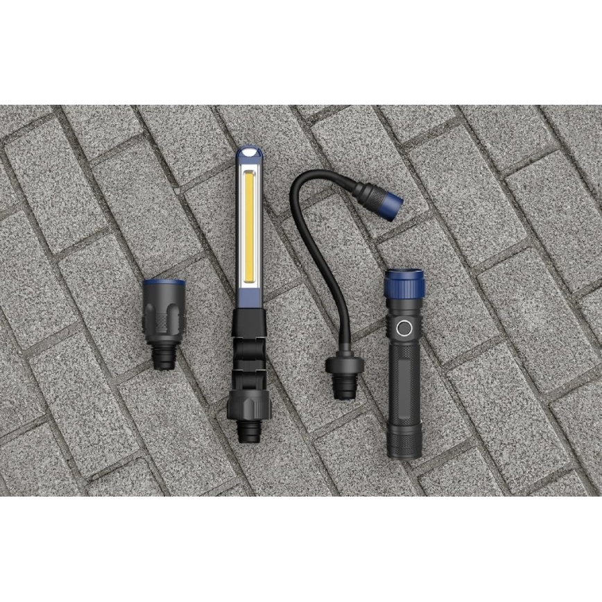 Viking - 3 i 1 dimbar uppladdningsbar LED-ficklampa LED/5V IPX4 380 lm 2200 mAh