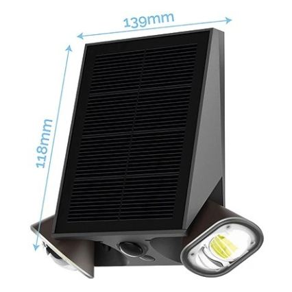 Viking - LED dimbar solcellsdriven väggarmatur med sensor LED/1,3W/3,7V IP44 4000K 2000 mAh