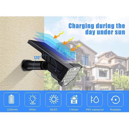 Viking - LED solcellslampa LED/1W/3,7V IP65 6000K 2200 mAh