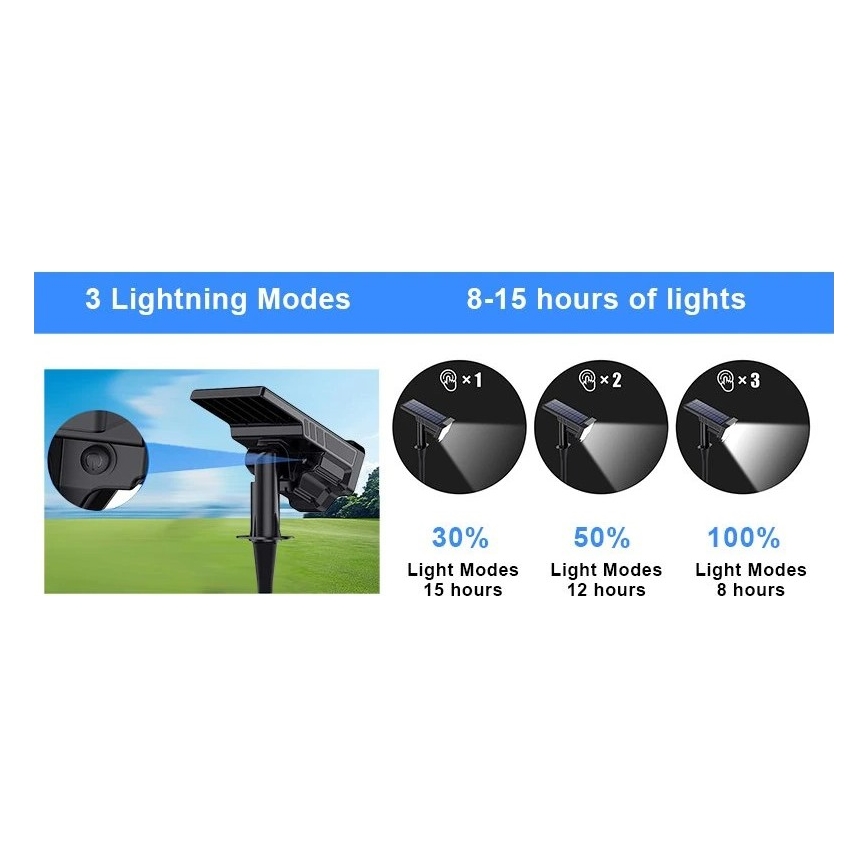 Viking - LED solcellslampa LED/1W/3,7V IP65 6000K 2200 mAh