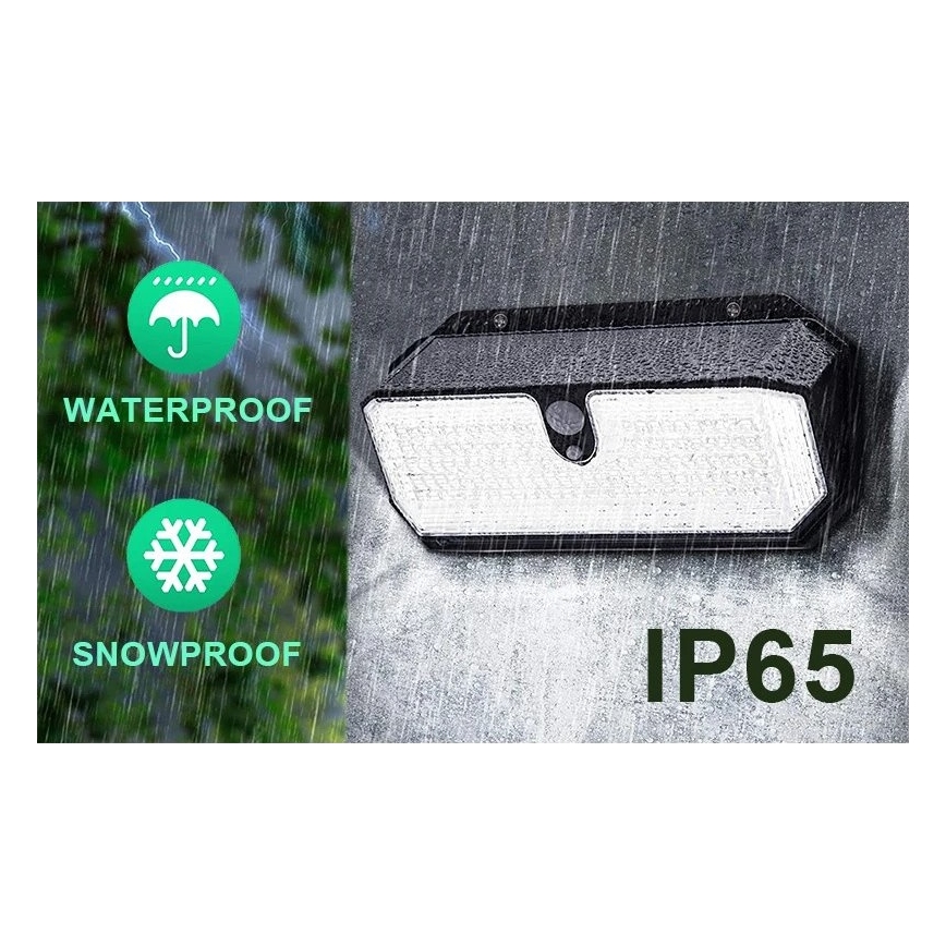 Viking - LED solcellsvägglampa med sensor LED/2W/3,7V IP65 6000K 2200 mAh