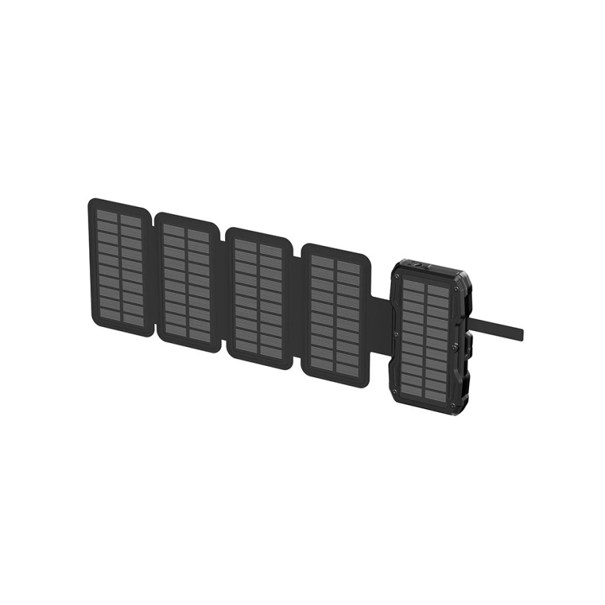 Viking - powerbank med LED-ficklampa, trådlös laddning och solpanel Power Delivery 22,5W/10000 mAh