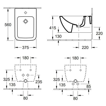 Villeroy & Boch 44110001 - Väggmonterad bidé VENTICELLO keramik/vit