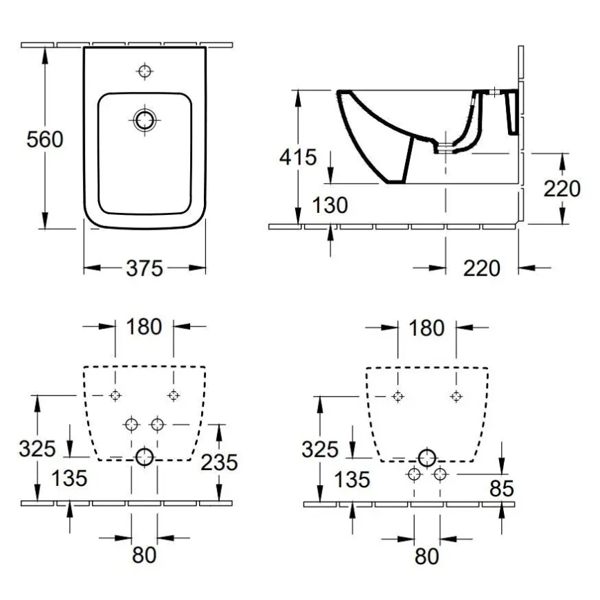 Villeroy & Boch 44110001 - Väggmonterad bidé VENTICELLO keramik/vit