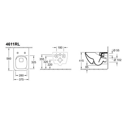 Villeroy & Boch 4611RLR1 - Vägghängd WC-stol med SoftClose-sits VENTICELLO, keramik/vit