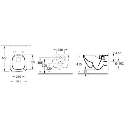 Villeroy & Boch 4611RSR1 - Väggmonterad WC med SoftClose-sits VENTICELLO keramik/vit