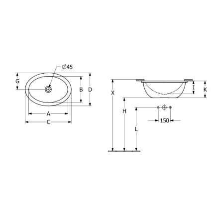 Villeroy & Boch 4A530001 - Infällt handfat LOOP&FRIENDS 43x29 cm keramik/vit