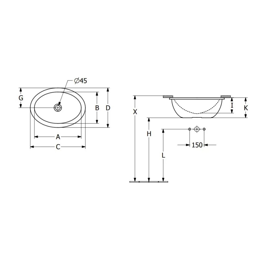Villeroy & Boch 4A530001 - Infällt handfat LOOP&FRIENDS 43x29 cm keramik/vit