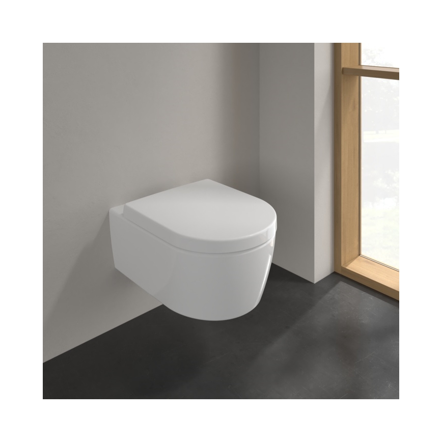Villeroy & Boch 5656HR01 - Vägghängd WC med SoftClose-toalettsits AVENTO keramik/vit