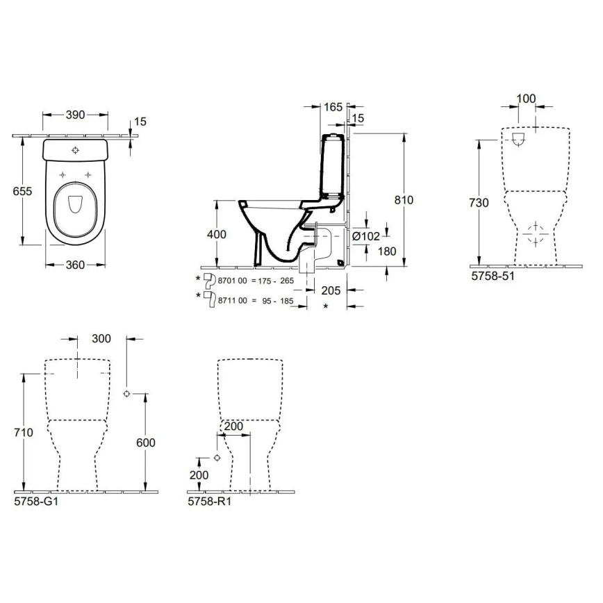 Villeroy & Boch 56581001 - Kombitoalett O.NOVO keramik/vit