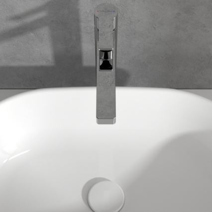 Villeroy & Boch TVW10300500061 - ARCHITECTURA tvättställsblandare med bottenventil, 32,9 cm, blank krom